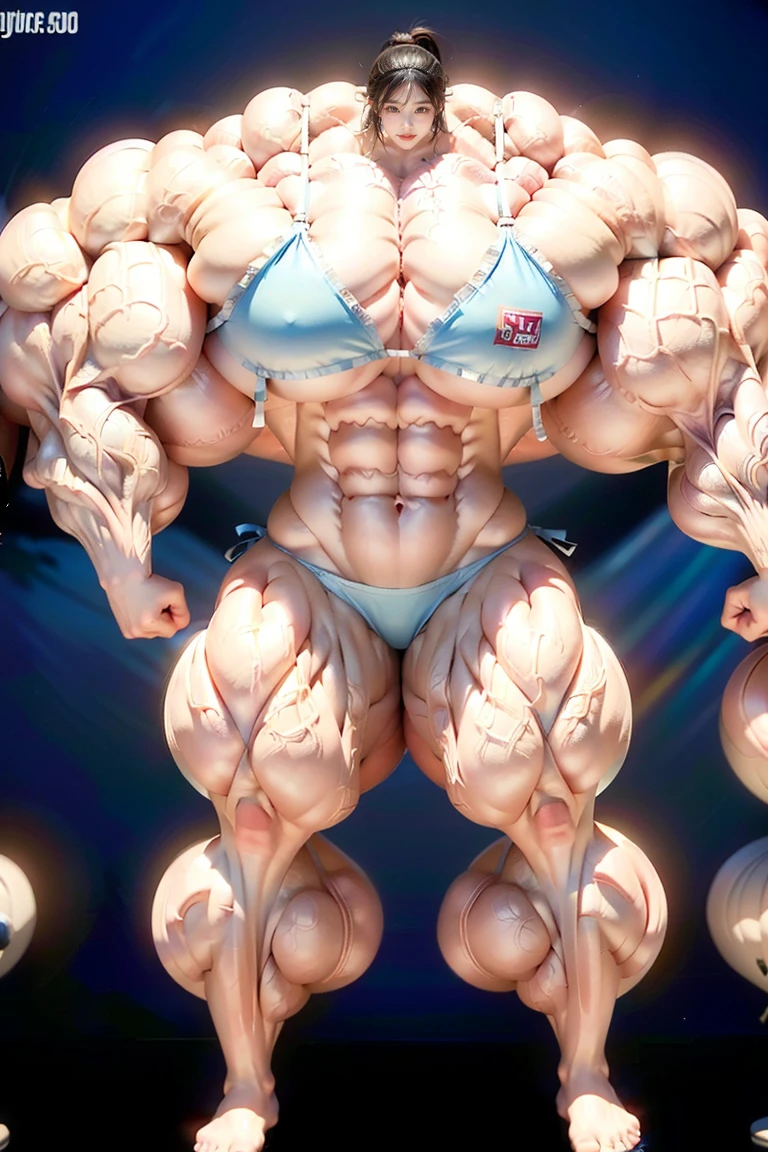 Highest quality、High resolution、Very detailed、Bright lighting、One girl、Full body photo、Black Hair、(((Short Hair)))、smile、tall、(((Big Tits)))、(((Bikini)))、(((muscular)))、(((Hyper huge Muscle:1.5)))、(((Incredibly large muscles:1.5)))、(((Extremely large muscles:1.5)))、huge、(((Huge body)))、((Long legs))、(((very thick paws)))、(((Expanding Body)))、(((Huge body)))、(((An immeasurably large body:1.2)))、(((Very small face)))、(((Unusually developed super huge breasts:1.2)))、(((Super Heavy Muscle:1.2)))、(((Hyper Heavyweight Muscle:1.2)))、(((Super huge body:1.2)))、(((Unreasonably small face:1.2)))、(((An extraordinary large body:1.2)))