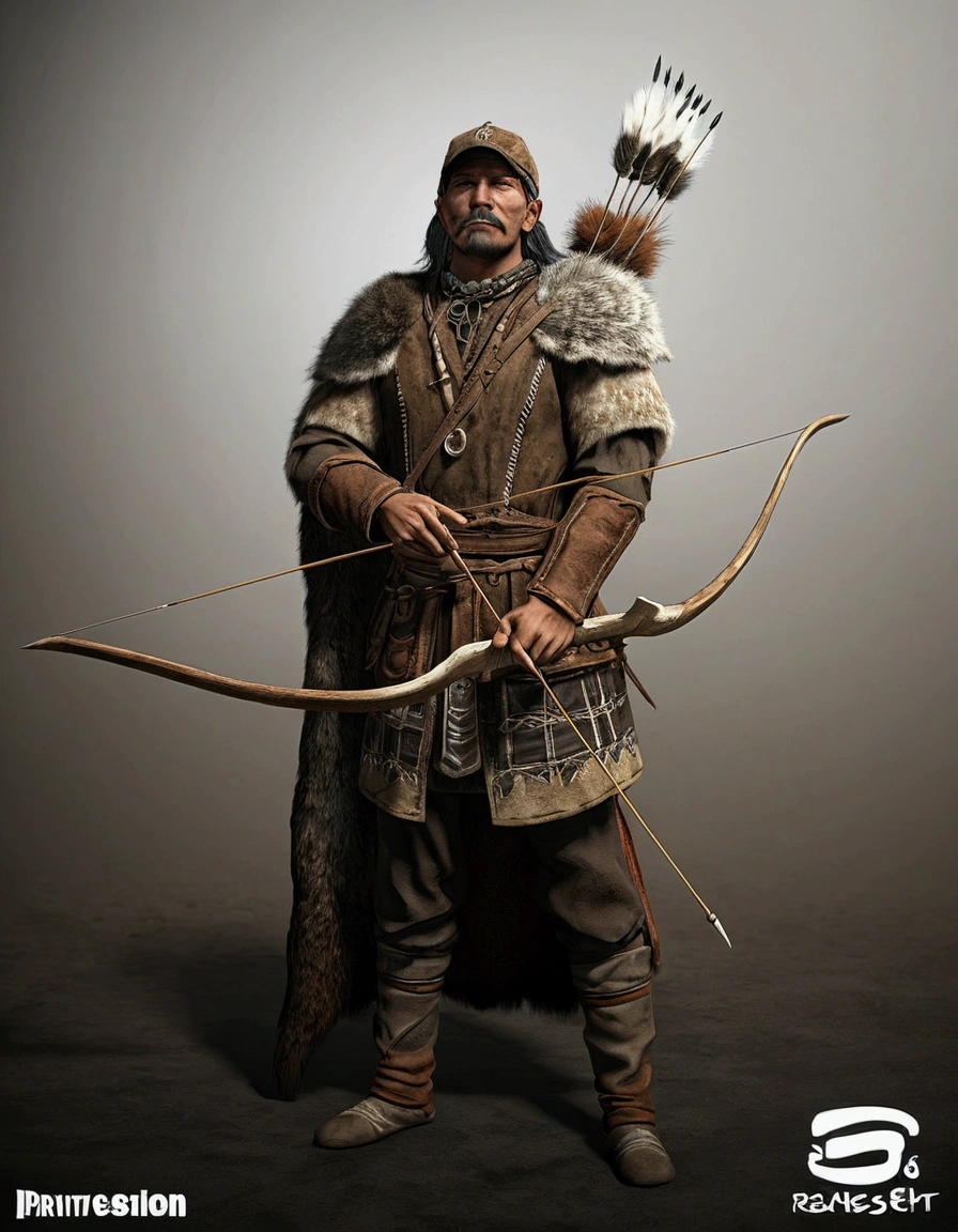 primitive Gaulish archer, wearing coyote fur: ultra realistic and detailed