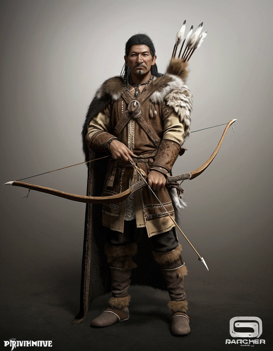 primitive Gaulish archer, wearing coyote fur: ultra realistic and detailed