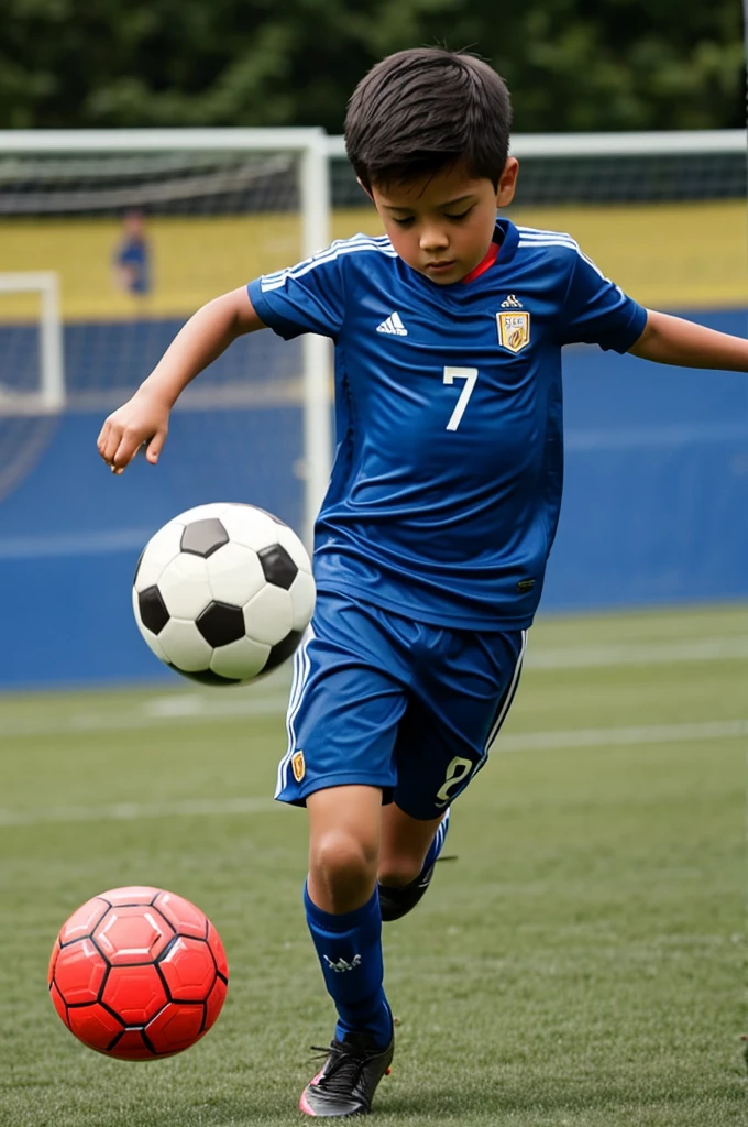 Create a boy playing soccer