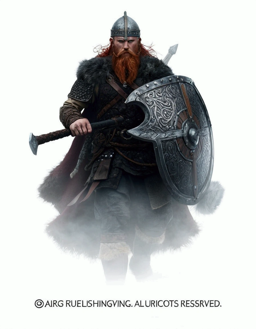 redhead viking warrior: ultra realistic and detailed