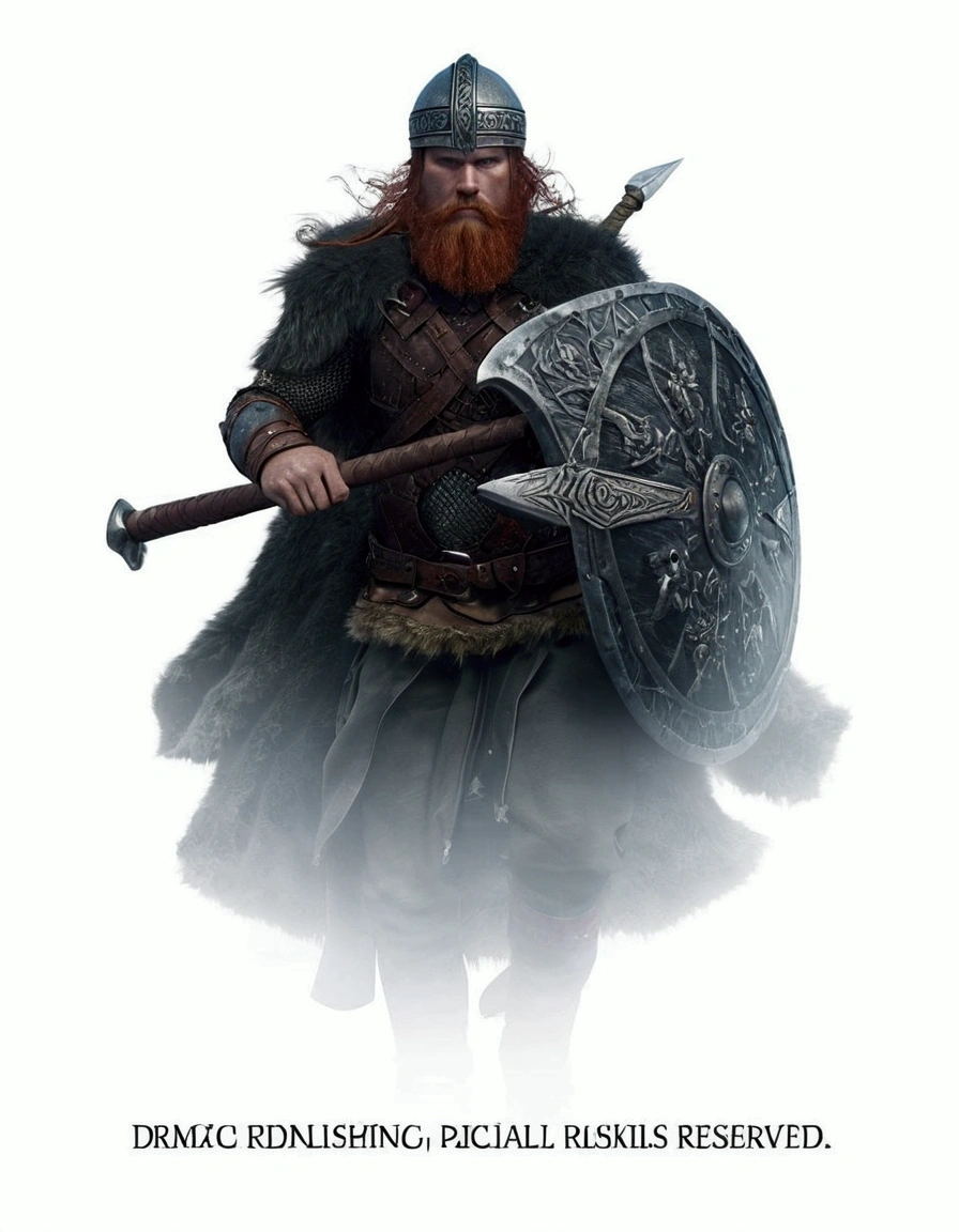 redhead viking warrior: ultra realistic and detailed