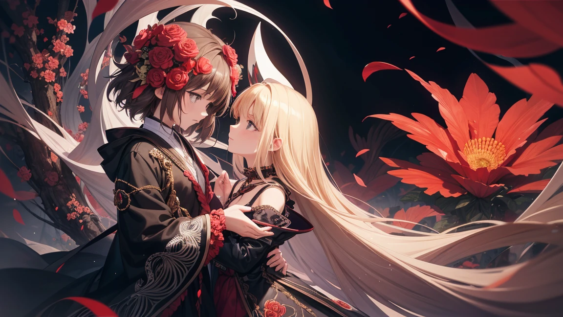official art, unity 8k wallpaper, ultra detailed, beautiful and aesthetic, masterpiece, best quality, (zentangle, mandala, tangle, entangle), (fractal art:1.3) , 1girl, red flowers, extremely detailed, dynamic angle, cowboyshot, the most beautiful form of chaos, elegant, a brutalist designed, vivid colours, romanticism, by james jean, roby dwi antono, ross tran, francis bacon, michal mraz, adrian ghenie, petra cortright, gerhard richter, takato yamamoto, ashley wood, atmospheric