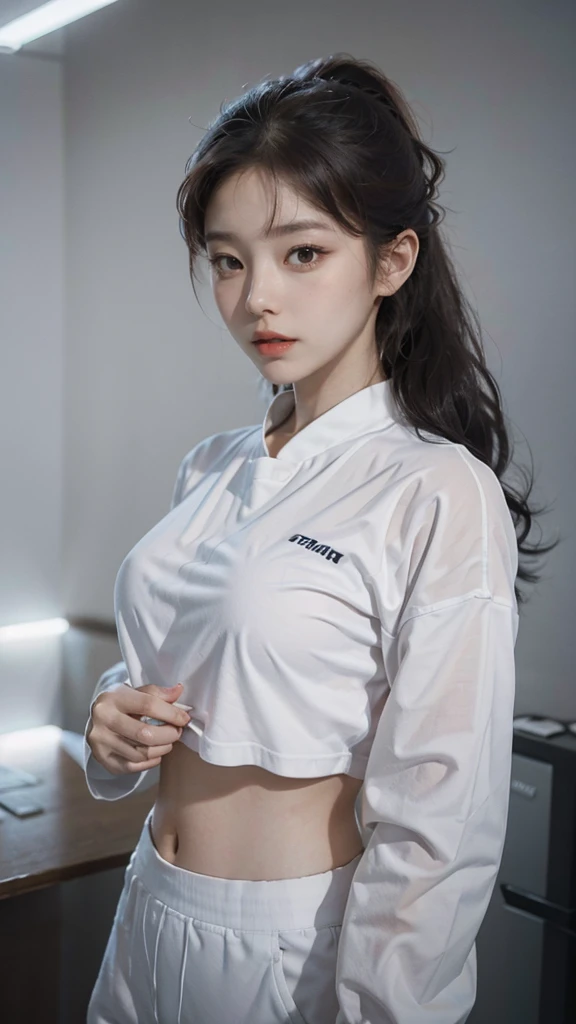 Teenage Girls、Very small breasts、Very flat chest、slender、、Evangelion-style pilot suit、White medium short hair