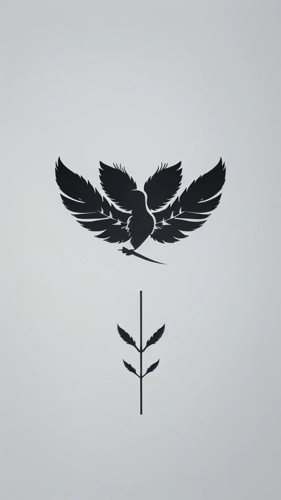 A minimal, modern, simple, cinematic logo design for the brand “Penamemoria". Create a modern, minimalistic, high-quality, logo of a feather that convey a sense of memories and dreams.