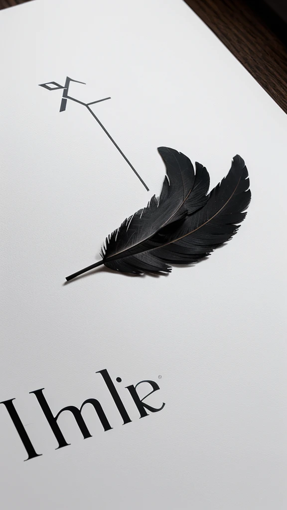 A minimal, modern, simple, cinematic logo design for the brand “Penamemoria". Create a modern, minimalistic, high-quality, logo of a feather that convey a sense of memories and dreams.