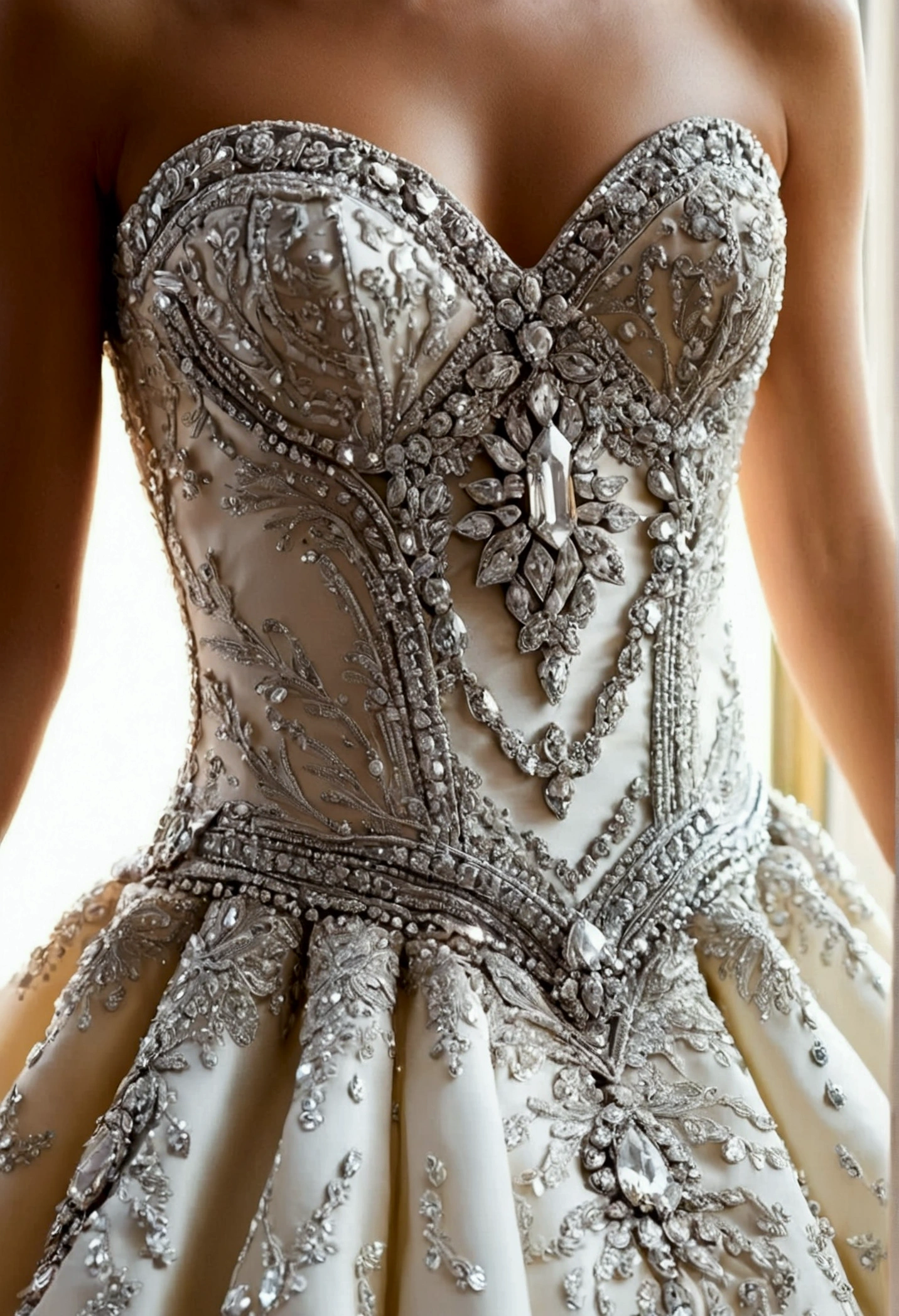 Diamond studded wedding dress