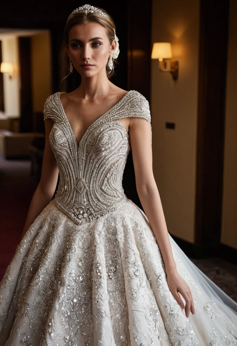 Diamond studded wedding dress