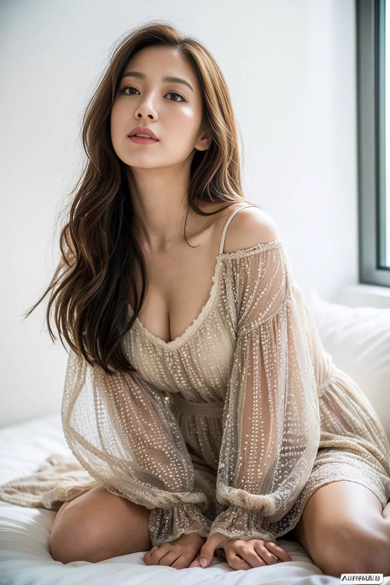 Dark brown hair、Light brown eyes、Japanese actress、 Lady、I am about 40 years old..、(Intricate details:1.2)、(Which one is on top??:1.4)、 (Ultra-high resolution:1.2)、Ultra-high resolution、(Finely tuned)、(Detailed facial features)、Hmph、8K resolution、D cup size breasts、Long Hair、Large windows、Extravagant space、relax、、,Full body photo、Head to toe shot、Beautiful legs、Camisole dress、Beautiful legs、A refreshing room filled with sunlight、she, household items, (plant:0.8), Fashion Hub, Extreme Detail, Very detailed, Realistic, Hourglass-shaped body, Obscene pose,、、私 cry a lot、tears、person on the left、White wall、White floor、diagonally from below、Please lift your chin、テーブルの上にsit、relaxした表情、Pose of Weakness、(auraroid photo:1.2)、From outside the window、Transparent Painting、8K、32k、Highest quality、(Details of both eyes)、1 Girl、elegant、(Loose dress :1.4)、sunset、sit、(Low Angle、From what angle do you see this?:1.2)、Hilarious、Leaning against a wall、