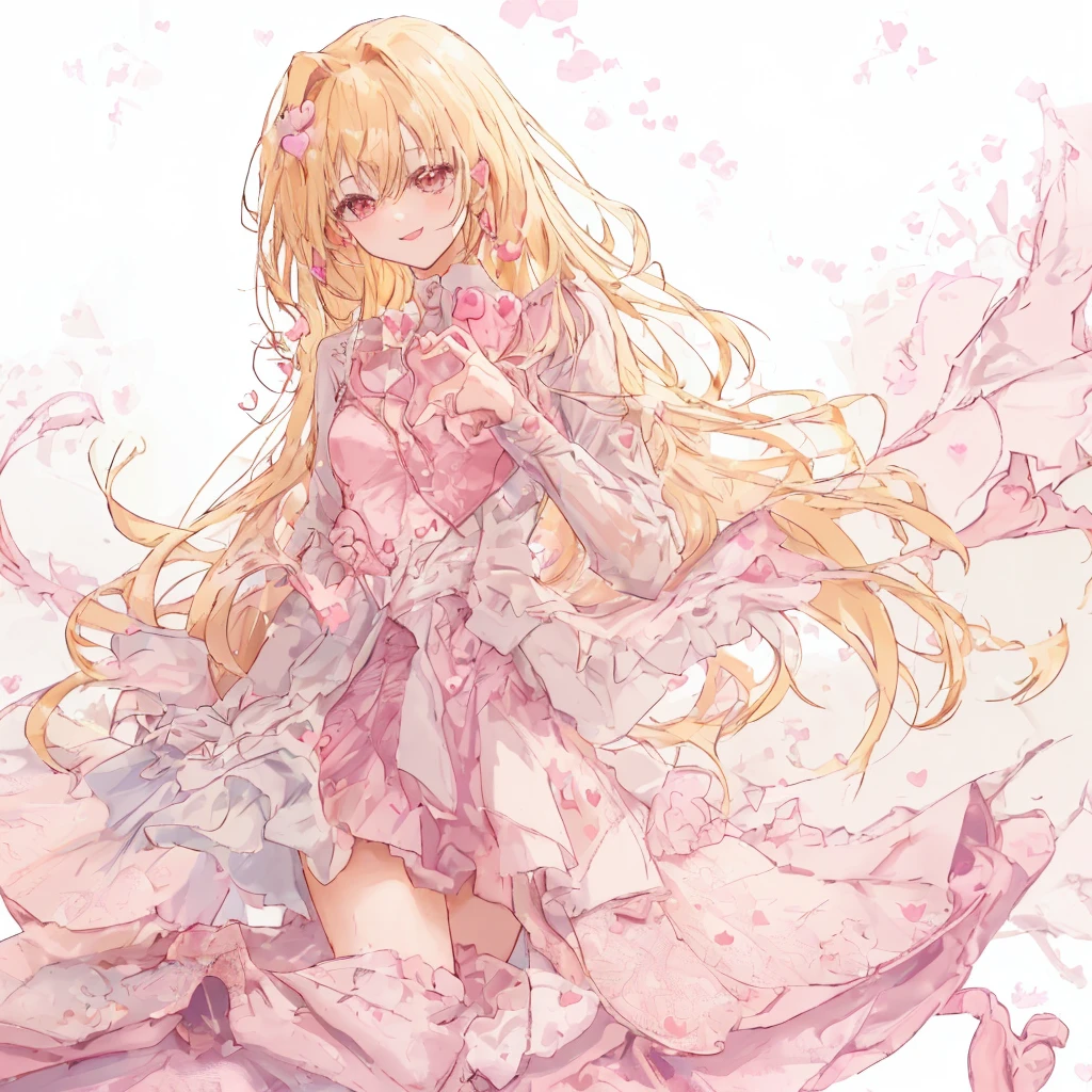 1_girl, (anime, kawai:2), (masterpeice, best_quality, simple, cute, dreamy, vibrant, clean:1.5), (cute, cute_smile, young:1.8), (delicate, beautiful, thin:1.5), (girlfriend, angel:1.6), (green_eyes, simple_eyes:1.5) (long_hair, blond_hair, wearing_pink_dress, pink_angel_wings, sexy_gloves:1.8), extremely_delicate, (love_magic:1.5), (age_size_fits_body), (small_thighs:1.3), (breasts), (eye_level:1.3), (heart_magic, love:1.8)