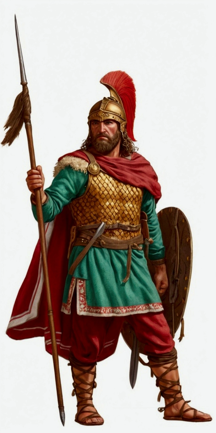 Gallic warrior with spear: ultra realistic and detailed