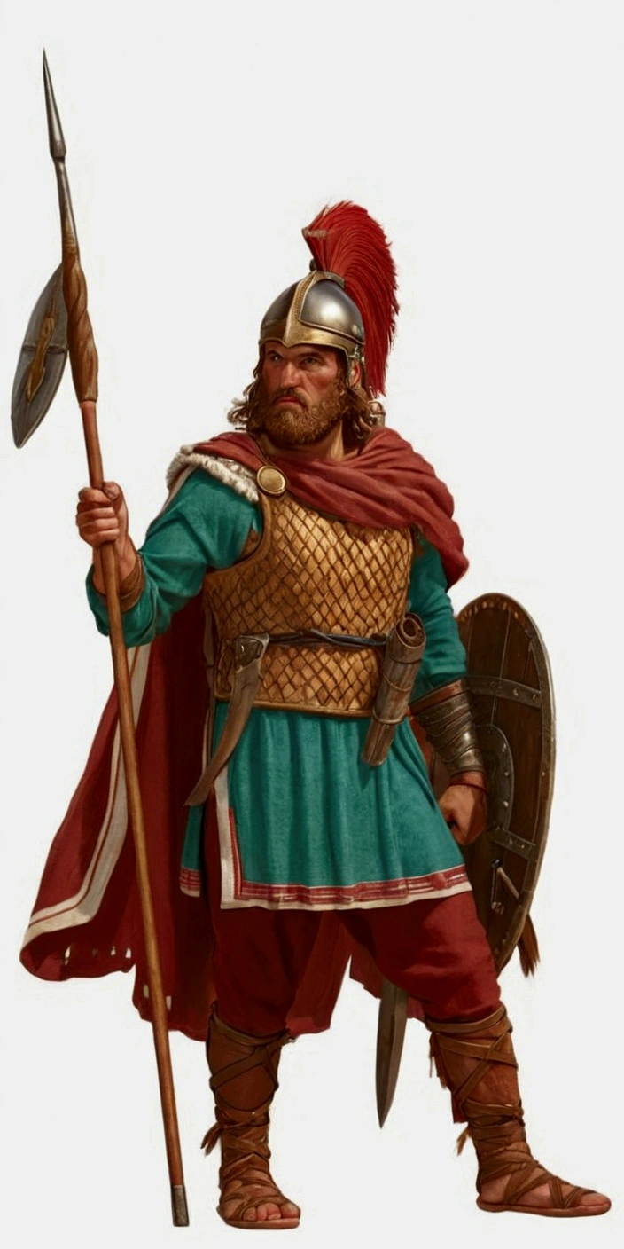 Gallic warrior with spear: ultra realistic and detailed