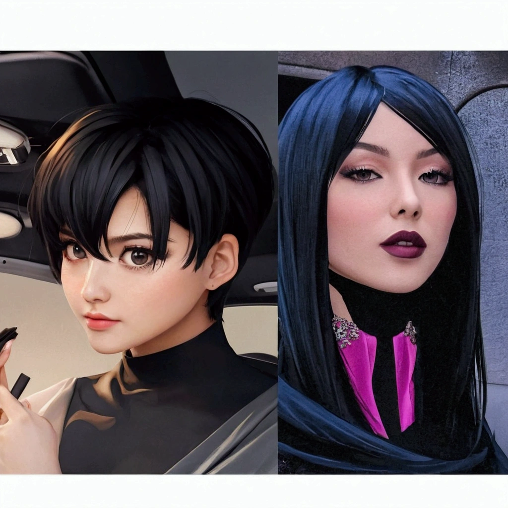 Short hair with black hair.