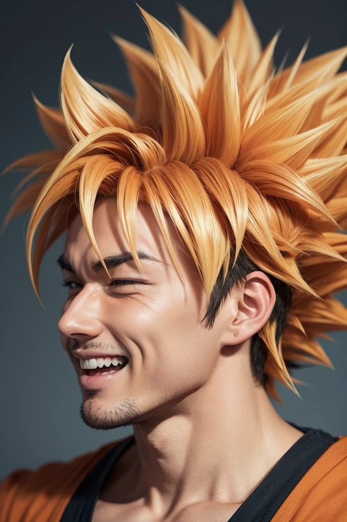 a happy boy who looks like goku,profile photo