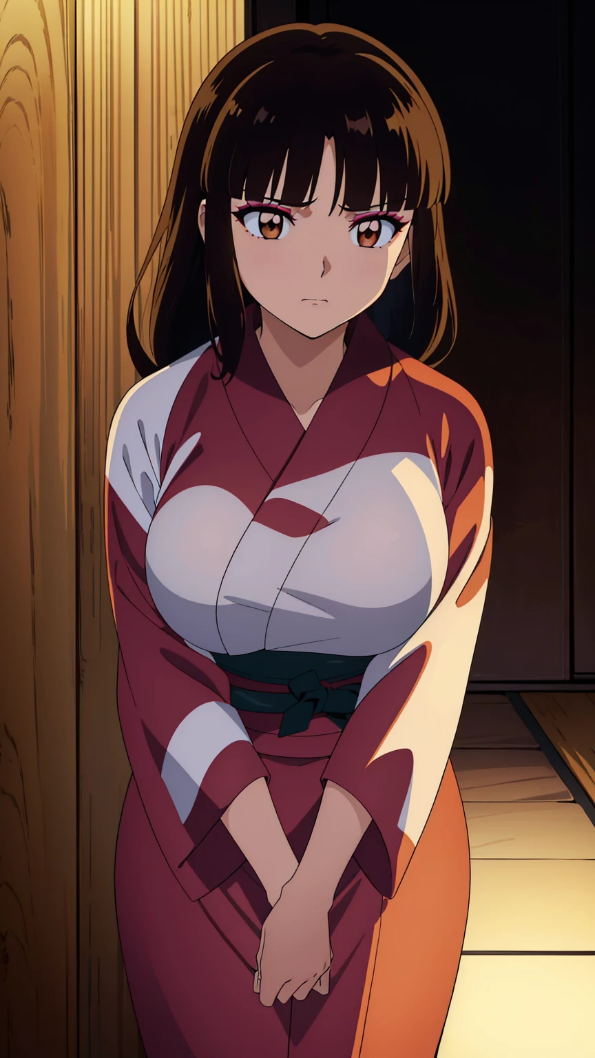 Coral,(((((long、Brown Eyes、Eyeshadow))))) 、(((((tits)))))、((((kimono、tits))))、Sweaty、Solo,Sad face,sad、((((Sad face))))、anime、（（（（NSFW））））、(masterpiece、Highest quality)、Best Quality, Mastepiece, 超High resolution, ((Mastepiece:1.4, Best Quality)), ((Mastepiece, Best Quality))、 (超High resolution:1.2), High resolution、perfection、Mastepiece, Best Quality, Detailed , Soft Dim Lighting, Add_Details, Good lighting、Very detailed、Very detailedCGユニティ8Kでの壁紙、An illustration、((Beautiful detailed face))、( ((Super detailed )))、High resolutionAn illustration、((An illustrationベスト))、Highly detailed eyes、perfectionな照明、(NSFW:1), (((masterpiece))), Adult women、Mature Woman、(1 person)、Solo Focus、Shiny skin、 Beautiful girl with beautiful details, Very cute, Beautiful girl with beautiful details, Professional photography lighting, Very detailed目と顔, Eyes with beautiful details、Beautiful detailed hair, Beautiful detailed cold face、 (Dark Shot:1.4), (Best Shadow), In the darkness, Deep Shadow,