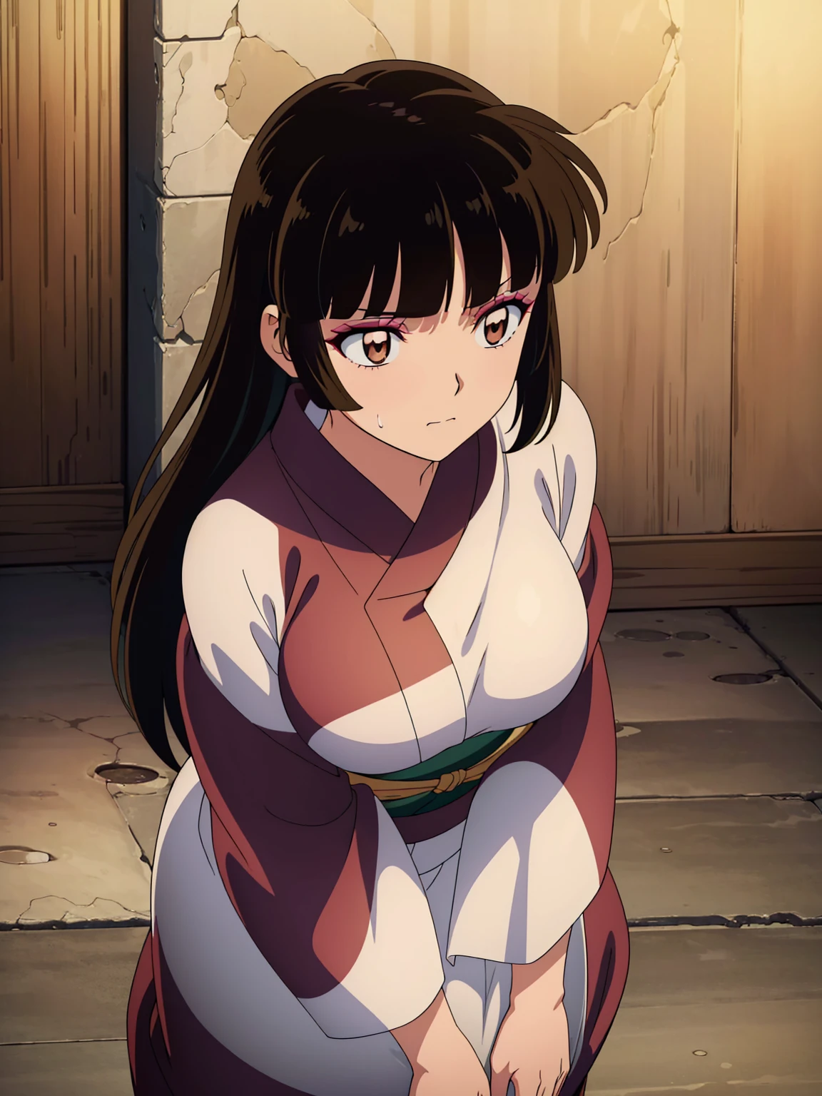 Coral,(((((long、Brown Eyes、Eyeshadow))))) 、(((((tits)))))、((((kimono、tits))))、Sweaty、Solo,Sad face,sad、((((Sad face))))、anime、（（（（NSFW））））、(masterpiece、Highest quality)、Best Quality, Mastepiece, 超High resolution, ((Mastepiece:1.4, Best Quality)), ((Mastepiece, Best Quality))、 (超High resolution:1.2), High resolution、perfection、Mastepiece, Best Quality, Detailed , Soft Dim Lighting, Add_Details, Good lighting、Very detailed、Very detailedCGユニティ8Kでの壁紙、An illustration、((Beautiful detailed face))、( ((Super detailed )))、High resolutionAn illustration、((An illustrationベスト))、Highly detailed eyes、perfectionな照明、(NSFW:1), (((masterpiece))), Adult women、Mature Woman、(1 person)、Solo Focus、Shiny skin、 Beautiful girl with beautiful details, Very cute, Beautiful girl with beautiful details, Professional photography lighting, Very detailed目と顔, Eyes with beautiful details、Beautiful detailed hair, Beautiful detailed cold face、 (Dark Shot:1.4), (Best Shadow), In the darkness, Deep Shadow,