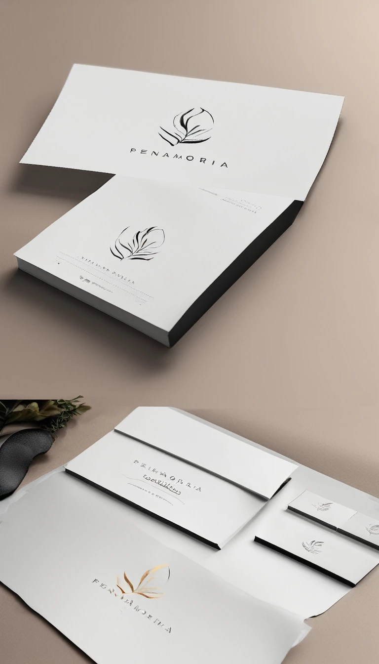 A minimal, modern, simple, cinematic logo design for the brand “Penamemoria". Create a modern, minimalistic, high-quality, logo of a feather that convey a sense of memories and dreams.