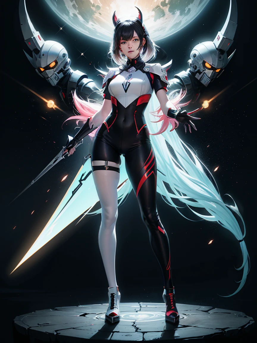 ((Full body photo, standing, feet on the ground))(full body:1.5)，(1girl:1.3),(looking at viewer:1.4)，(anatomy correct:1.45),(Wearing Printed Fantasy Ultraman tight and pointed high heels ，and Very thick Printed Pantyhose :1.35), (Light particle effect:1.3),(In pink | amarelo | blue colors| green color |red colors | white colors| black in color| purpleish color| greys| Beige| Flesh color 1.4)，(Glowing eyes:1.3),(Large amplitude action: 1.3)，(Accurate and perfect face:1.4),hyper HD, Ray traching, reflective light，structurally correct, Award-Awarded, high detal, lightand shade contrast, Face lighting，cinmatic lighting, tmasterpiece, super detailing, high high quality, high detal, best qualityer, 16k，high contrast,
