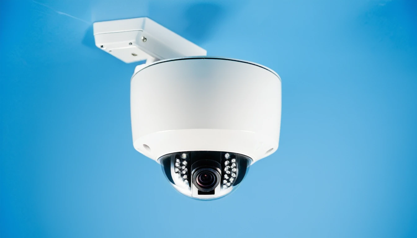 modern security camera dome type cctv digital security camera on a blue background