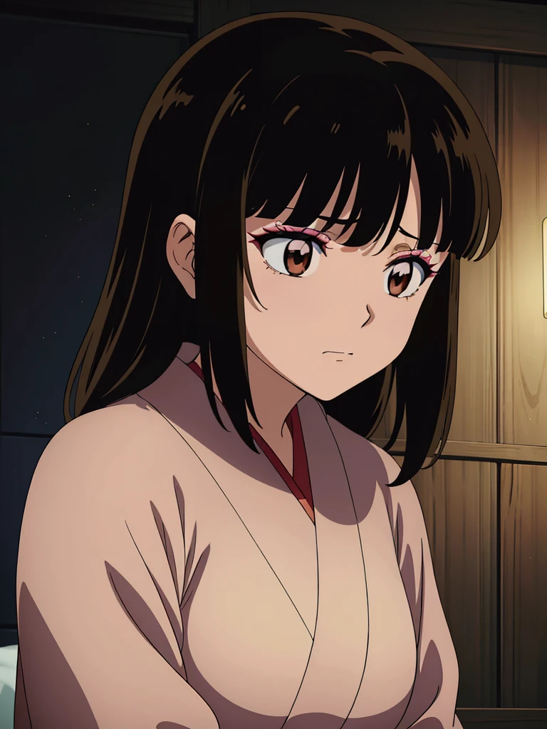 Coral,(((((long、Brown Eyes、Eyeshadow))))) 、(((((tits)))))、((((kimono、tits))))、Sweaty、Solo,Sad face,sad、((((Sad face))))、anime、（（（（NSFW））））、(masterpiece、Highest quality)、Best Quality, Mastepiece, 超High resolution, ((Mastepiece:1.4, Best Quality)), ((Mastepiece, Best Quality))、 (超High resolution:1.2), High resolution、perfection、Mastepiece, Best Quality, Detailed , Soft Dim Lighting, Add_Details, Good lighting、Very detailed、Very detailedCGユニティ8Kでの壁紙、An illustration、((Beautiful detailed face))、( ((Super detailed )))、High resolutionAn illustration、((An illustrationベスト))、Highly detailed eyes、perfectionな照明、(NSFW:1), (((masterpiece))), Adult women、Mature Woman、(1 person)、Solo Focus、Shiny skin、 Beautiful girl with beautiful details, Very cute, Beautiful girl with beautiful details, Professional photography lighting, Very detailed目と顔, Eyes with beautiful details、Beautiful detailed hair, Beautiful detailed cold face、 (Dark Shot:1.4), (Best Shadow), In the darkness, Deep Shadow,