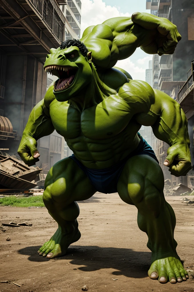 Hulk and dinosaur fusion