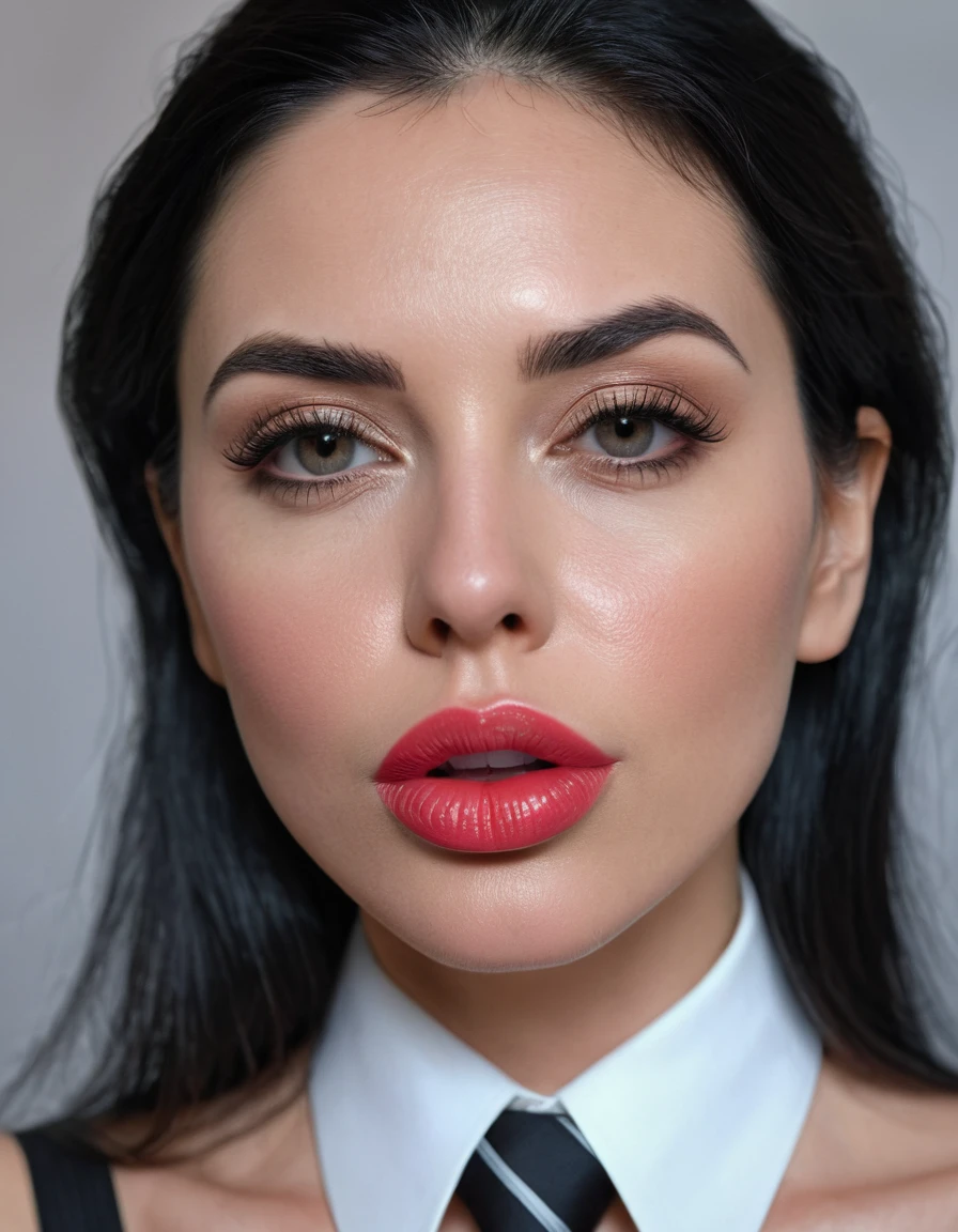 Hyperrealistic, photorealistic, mature girl, ( girl doing blowjob) ( juicy lips) highly detailed skin, perfect face, blowjob, cum on her face, tie hair, z black hair, ( beautiful face,beautiful lips) 4k texture, 8k quality, cinematic look, dim light, one person filming, one person picture, blowjob