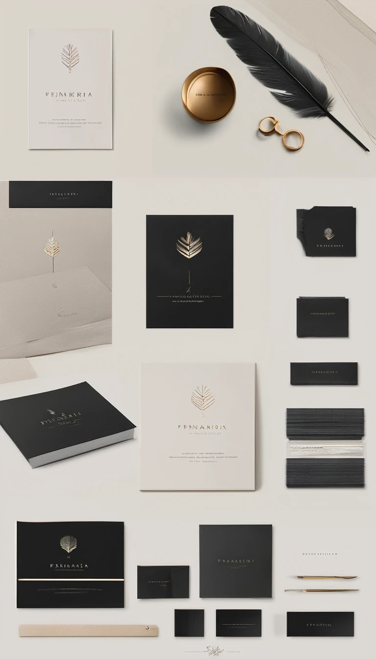 A minimal, modern, simple, cinematic logo design for the brand “Penamemoria". Create a modern, minimalistic, high-quality, masterpiece, fantastic, poetic feather that symbolizes dreams and stories.