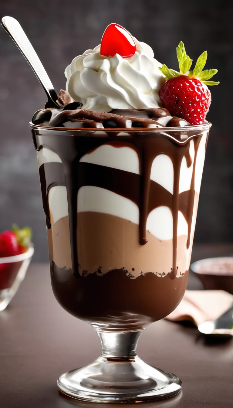 a picture of a chocolate sundae like in a commercial