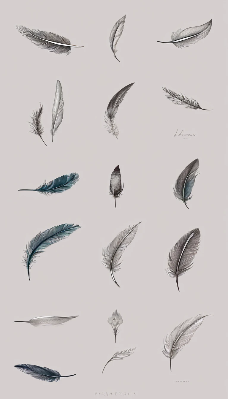 A minimal, modern, simple, cinematic logo design for the brand “Penamemoria". Create a modern, minimalistic, high-quality, logo of a dreamy. fantastic, poetic, masterpiece bird feather
