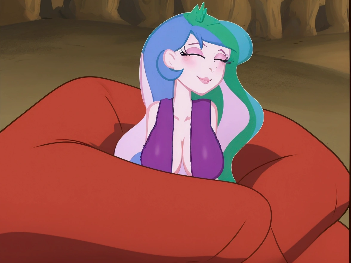 cartoon of a woman with blue hair and a purple dress, holding a pudica pose, sexy pudica pose gesture, windy mane, anthropomorphic mare, doing a hot majestic pose, celestia, serpentine pose, furr covering her chest, scales covering her chest, pudica pose, relaxed pose, wistful bosom, satisfied pose