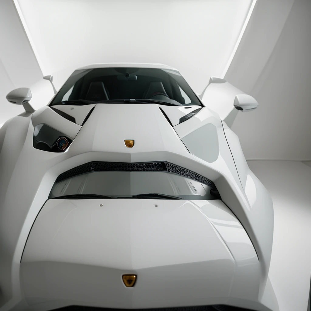 Front of a lambo in a white studio photography,
Super Detailed, Depth Of Field,