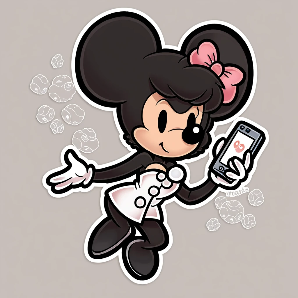 (score_9, score_8_superior), Minnie Mouse, Wrapped in a towel, Medium chest, Have a phone