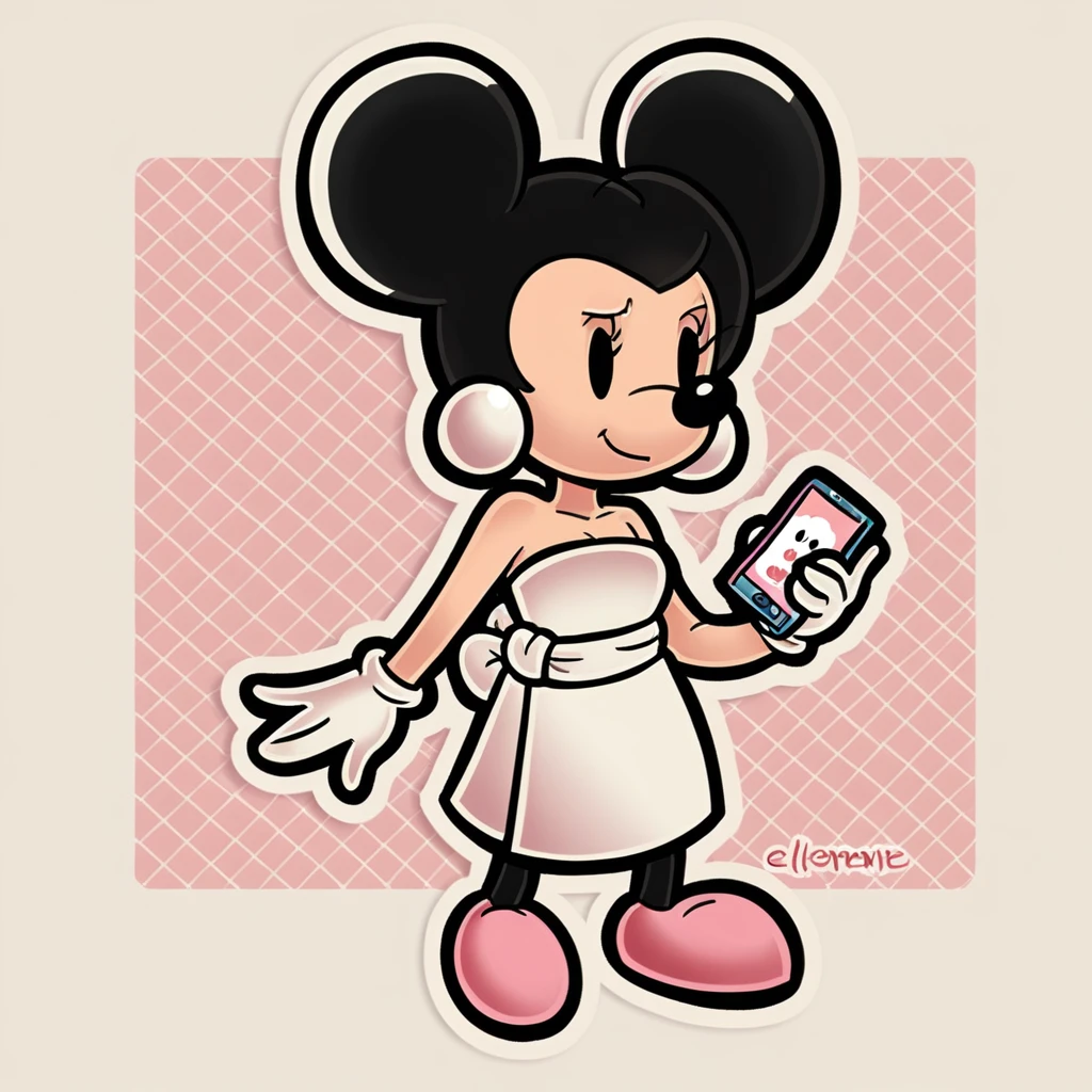 (score_9, score_8_superior), Minnie Mouse, Wrapped in a towel, Medium chest, Have a phone