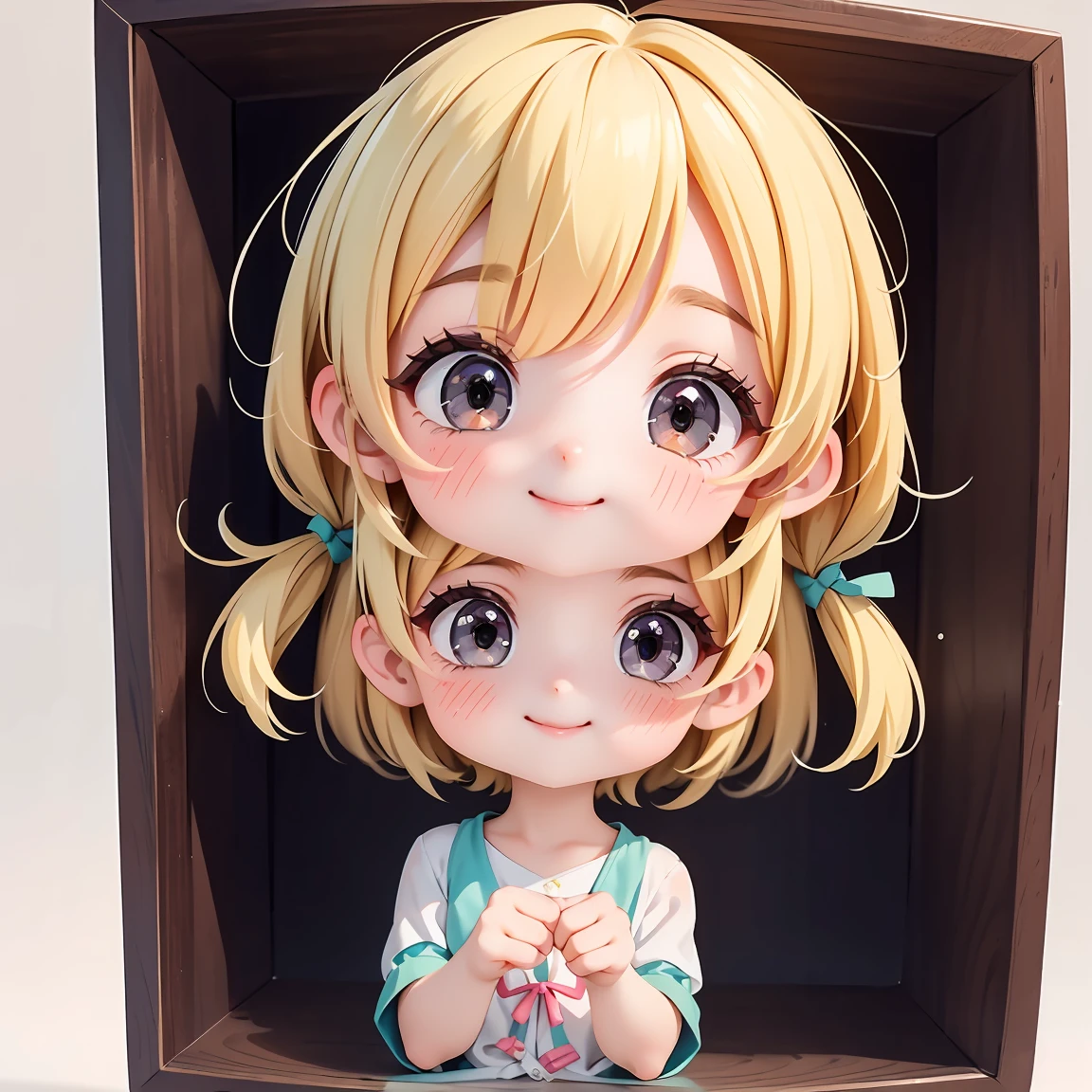 Super Chibi Character:1.8、wearing cute sandals、background:Simple all over、Blonde Hair、Cute 7 year old girl、Random cute outfits、Short legs、Sandals with ribbon、Super Happy Smile:1.8、Upside down、Upside down、Upside down、Upside down、Upside down、