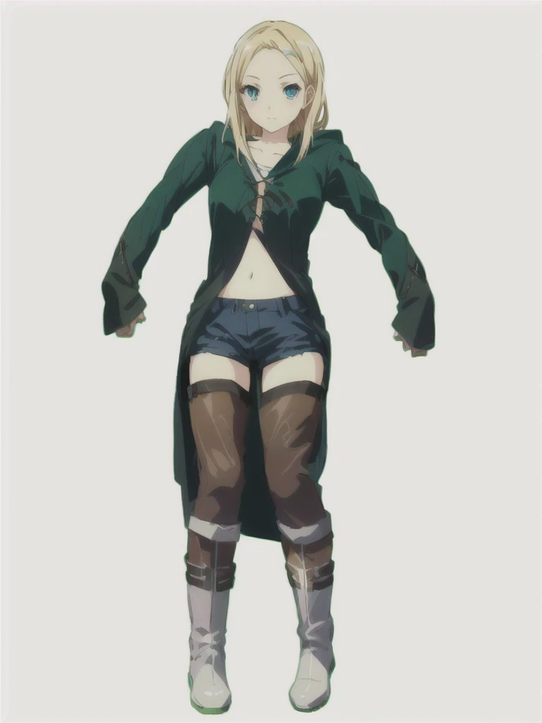 Anime character with blonde hair and blue eyes dressed in green clothes, Female Anime Characters, Anime full body illustration, One character&#39;s whole body, Female protagonist 👀 :8, Female Action Anime Girl, Created by Anime Painter Studio, JRPG Characters, Villain Anime Girl, Anime Moe Art Style, JRPG Characters art, Anime girl named Lucy, 