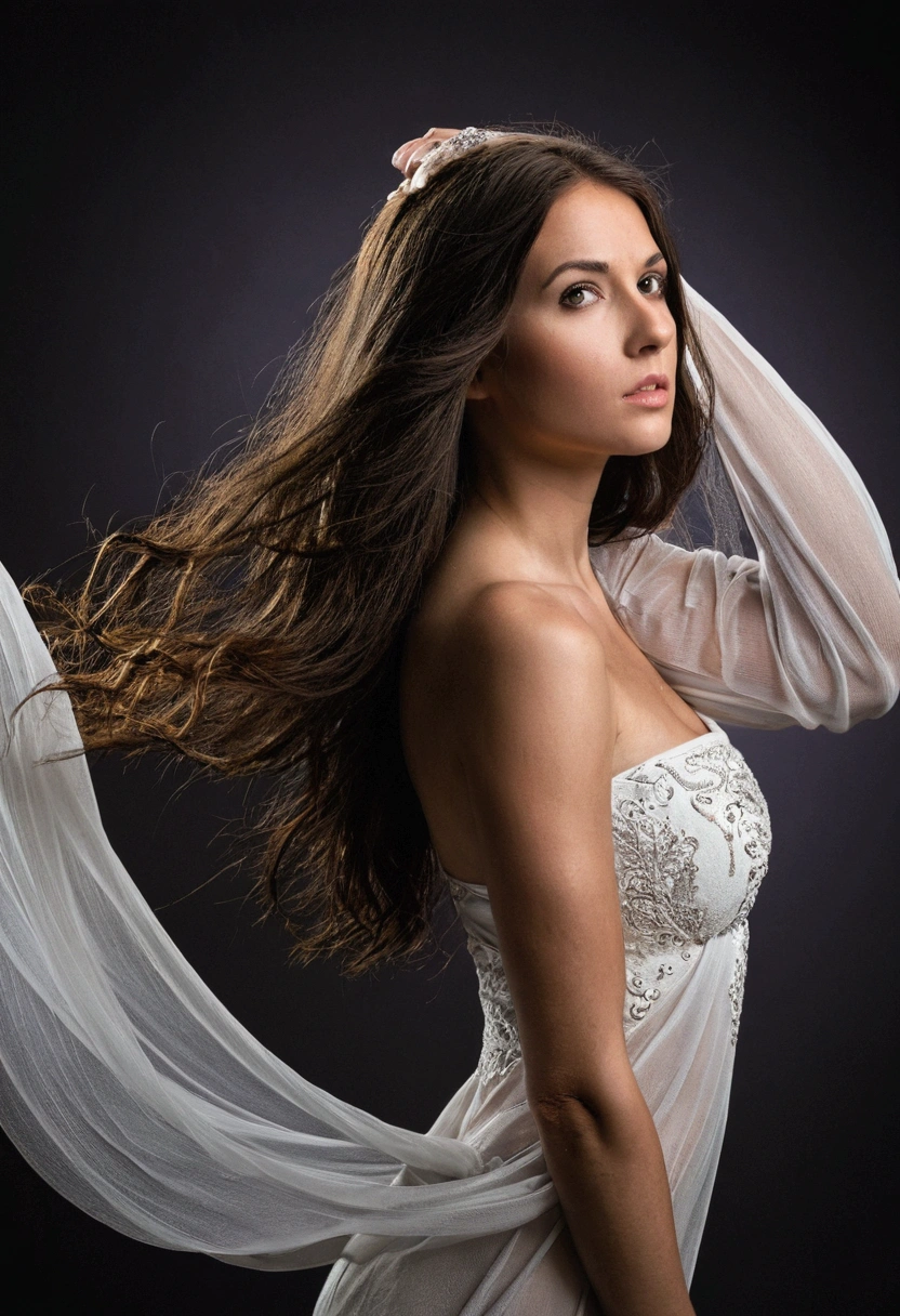 brunette, nu, sans vetement
