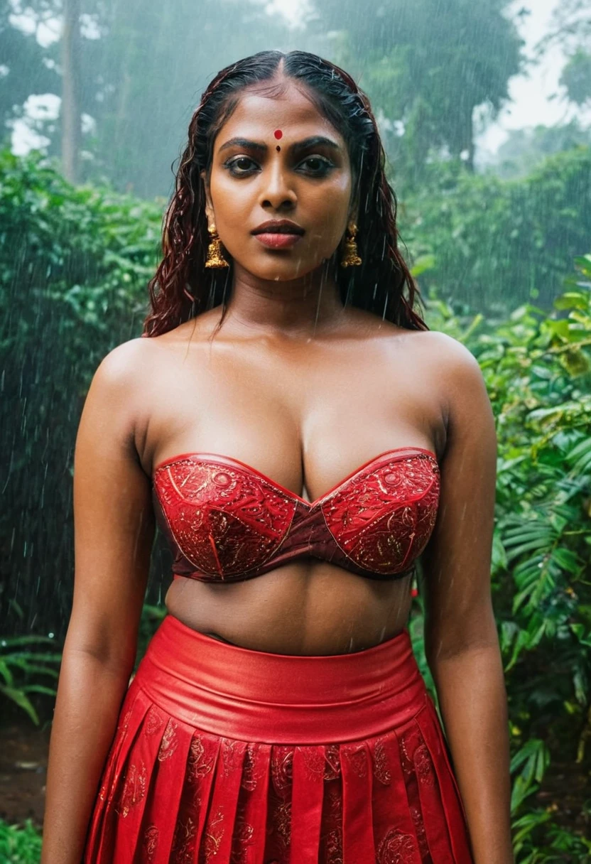 (((photo of a ancient kerala hindu devil ))), (((black kali))) ,(((theyyam))) legs wide open, sat at garden, (((Half Body))), (((very dark skin))), (((age 35+))), (((((very dark nipple and areola))))) (((plus size chubby tall))), (((huge busty milky wet big massive boobs))), (((nude thick thigh))), (((ancient black mini skirt))), ((black skin dark body)), (((red mini skirt))), (((depth of field))), ((( red smoke))), (((rain))), ((( flashing light leaks))), (((divine))), photorealistic,photo, realism, Getty Images, RAW candid cinema, 16mm, colour graded portra 400 film, remarkable colour, ultra realistic, textured skin, remarkable detailed pupils, realistic dull skin noise, visible skin detail, skin fuzz, dry skin, shot with cinematic,light leaks, RAW Image, DOF, depth of field,bokeh,DonMN1gh7D3m0nXL