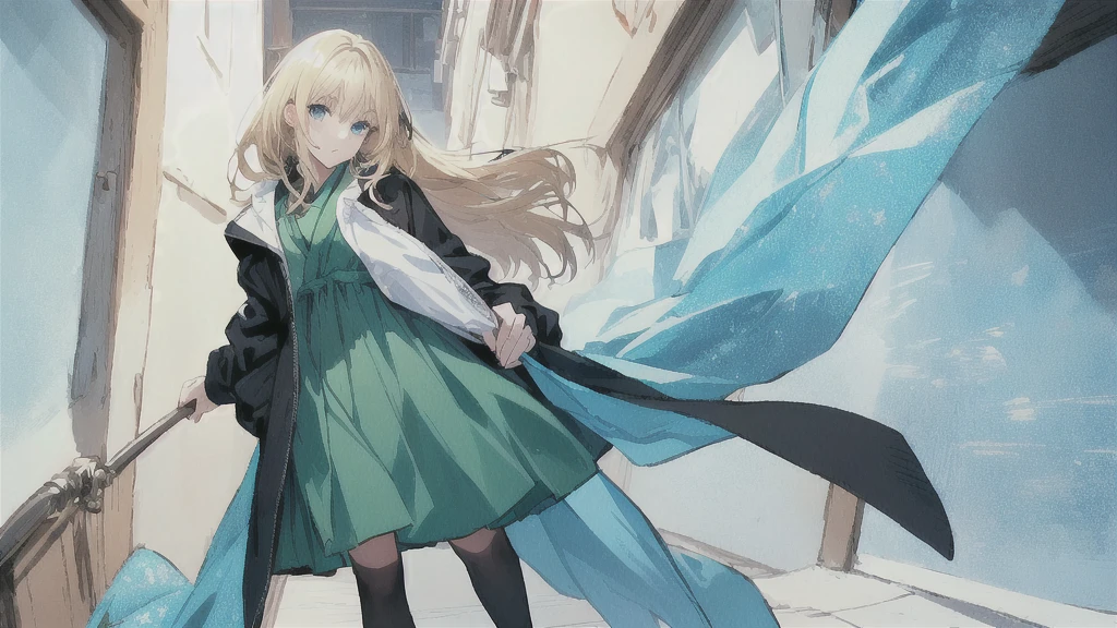 Anime character with blonde hair and blue eyes dressed in green clothes, Female Anime Characters, Anime full body illustration, One character's whole body, Female protagonist 👀 :8, Female Action Anime Girl, Created by Anime Painter Studio, JRPG Characters, Villain Anime Girl, Anime Moe Art Style, JRPG Characters art, Anime girl named Lucy,