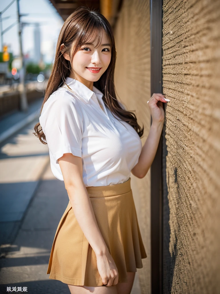 ( masterpiece, Highest quality), 8k, ((Perfect ???????:1.2)),The only beautiful Japanese woman,,20-year-old, Small face,(Cute Face:1.2),smile, Large breasts, ,Beautiful and detailed, Evenly spaced 1.2, Blonde Long Hair,（Random Hairstyles）, (Highly detailed face and skin texture), Golden ratio beautiful face,White skin,(Gravure idol:1.2),Random sexy poses、(Exposing the valley:1.3),(Exposing your thighs:1.2）,Perfect Style,Too beautiful appearance,Gal Makeup,教室でmini skirtの日本人の金髪女性, mini skirt,uniform,Japanese women,Bronze haired Japanese gal,Bold Pose,smile,日本人若くて可愛いGravure idol, 日本人若手Gravure idol, 日本人若手官能Gravure idol, 日本人若くて痩せたGravure idol, Tabletop, Highest quality, Highly detailed RAW color photos, Professional photos,One beautiful Japanese woman,