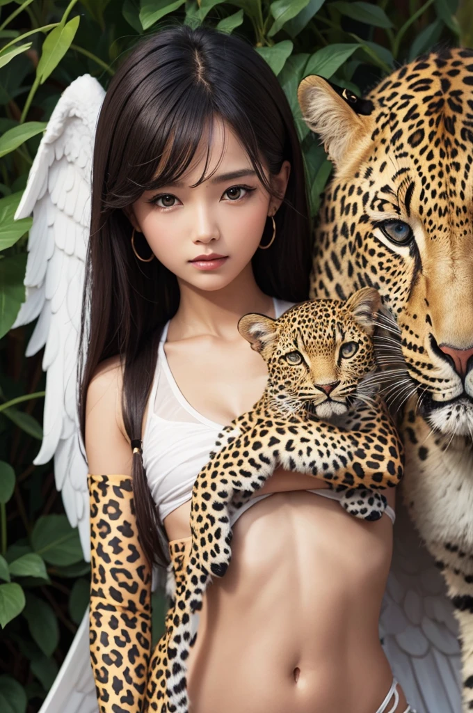 An angel with a leopard's head