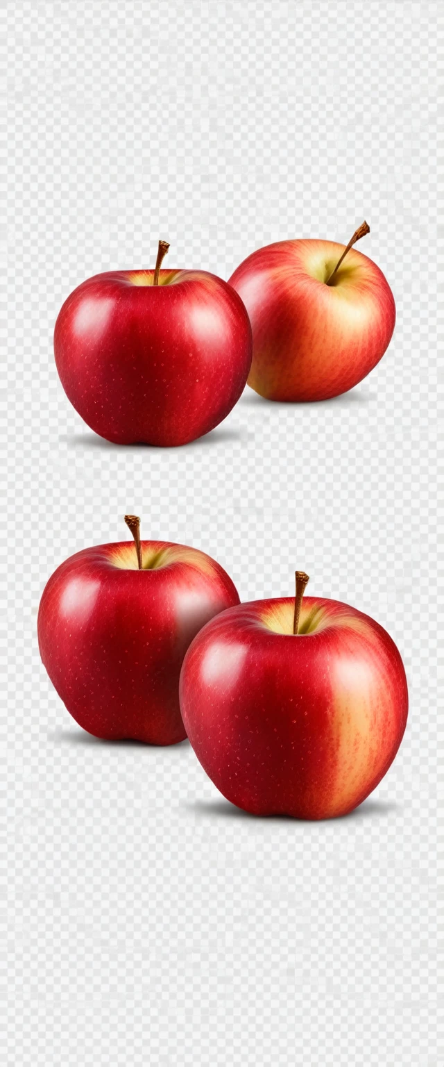 Soft Smooth Red Delicious Apples, Hyper Realistic Highly Detailed Isolated On Transparent Background Png File, pairs of 4 pairs of two separate apples