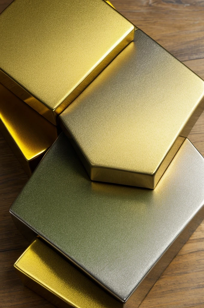 Golden color box, silver and green