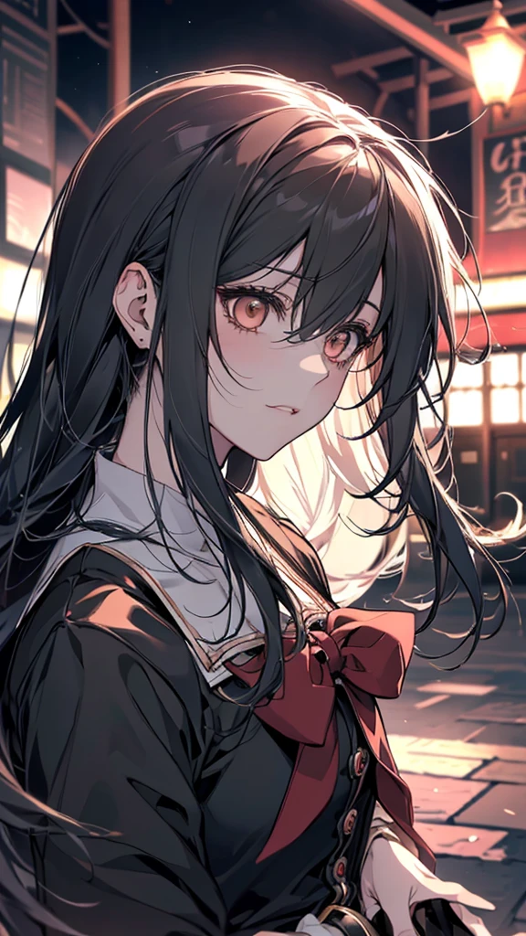 長い白い髪とblackいドレスを着たアニメの女の子が写真のポーズをとる, Gap Moe Yandere grimdark, portrait Gap Moe Yandere grimdark, Danganronpa digital art, Gap Moe Yandere, Gothic Maiden Anime Girl, nyaruko-san, black, Gray-haired, chiaki nanami from danganronpa, Anime Moe Art Style