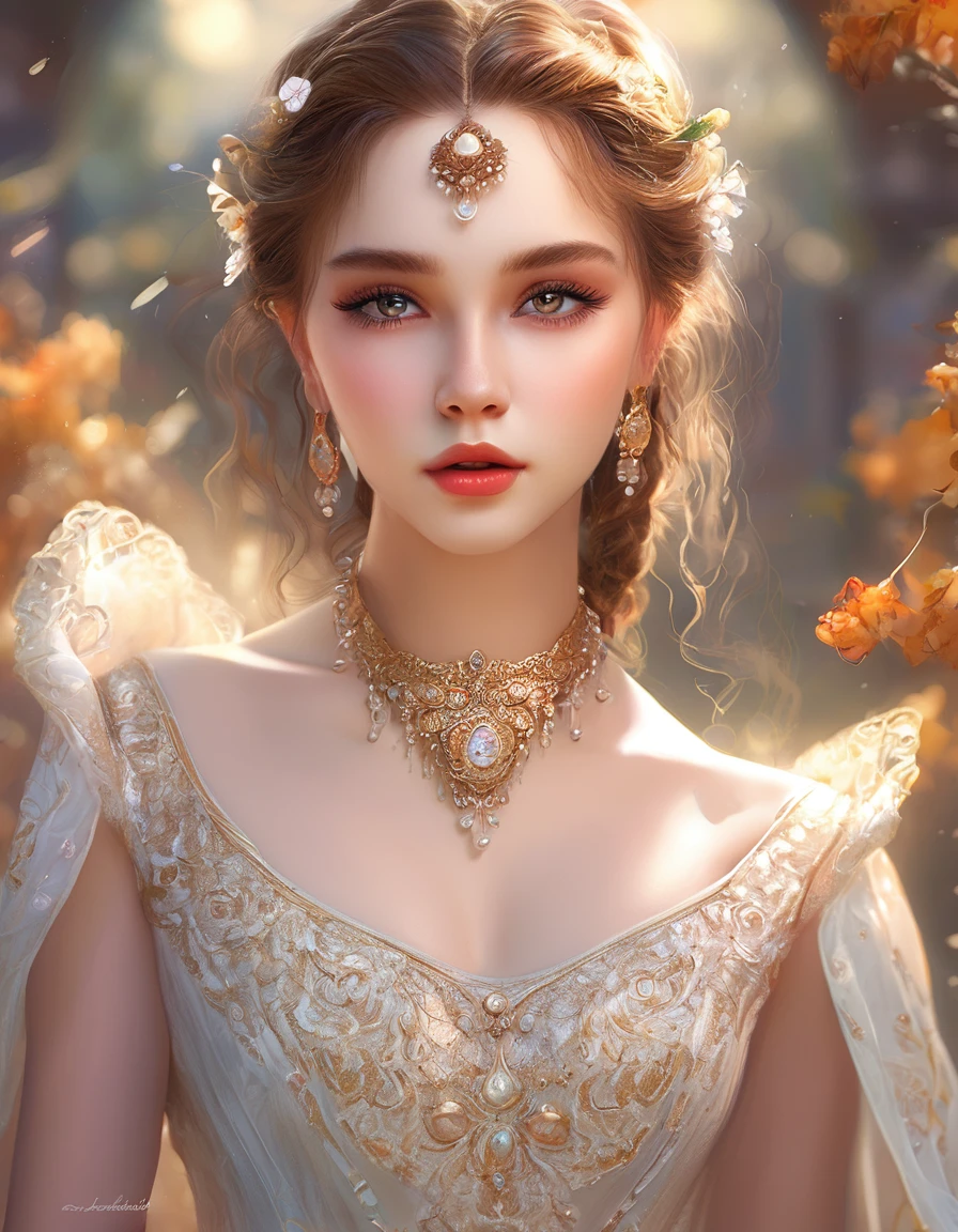 a beautiful girl, extremely detailed face and eyes, long eyelashes, beautiful detailed lips, 1girl, portrait, fantasy, digital painting, ethereal, soft lighting, warm colors, cinematic, highly detailed, intricate, ornate, elegant, delicate, serene, dreamlike, breathtaking, stunning, exquisite, masterpiece
