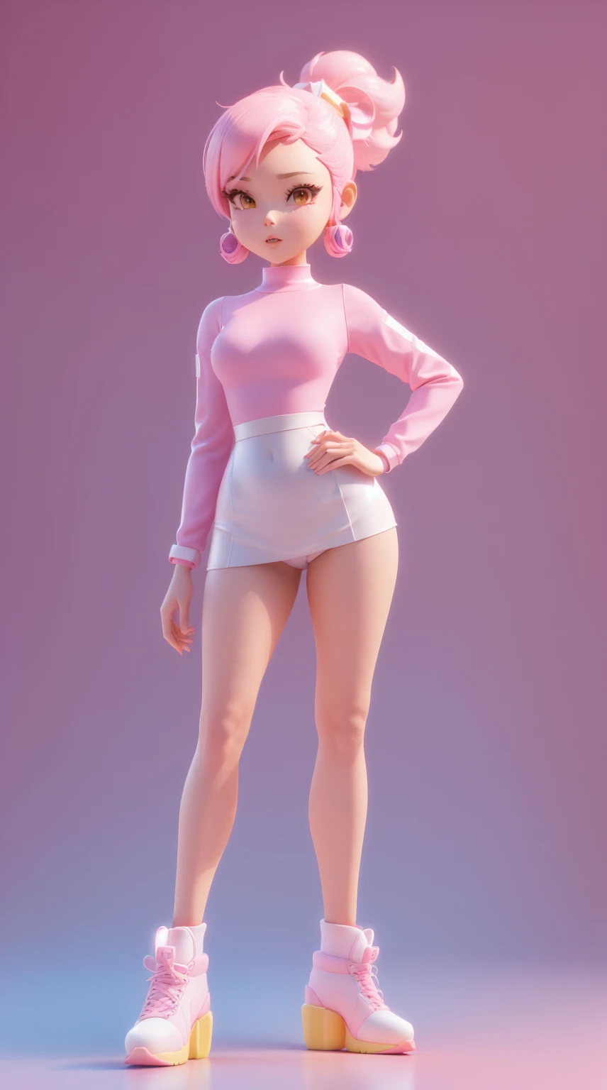 Close up of cartoon character in pink costume, Rendering a cute 3D anime girl, 3D Rendering Character Art 8k, 3d characters, 3d characters, Cute 3d rendering, Retro anime girl, Full body rendering, 3d characters render, Bubble Gum Body, Anime style 3d, Pink Iconic Character, Character Posing, Soft 3d rendering