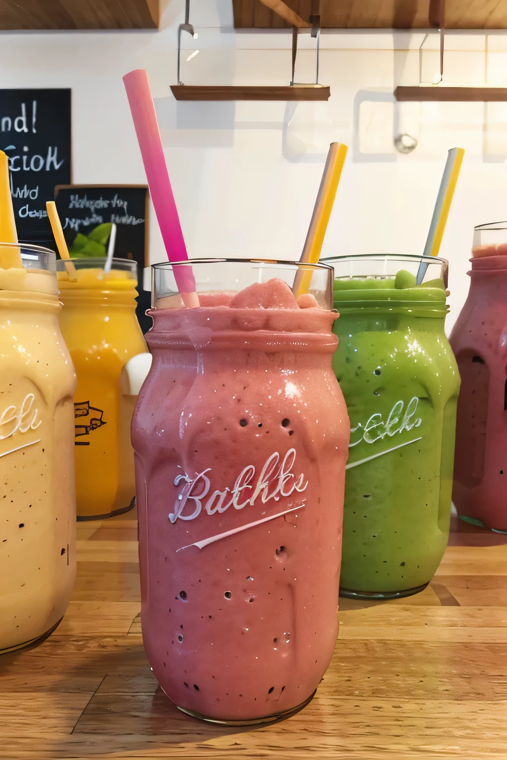 Smoothies in a shop-style glass