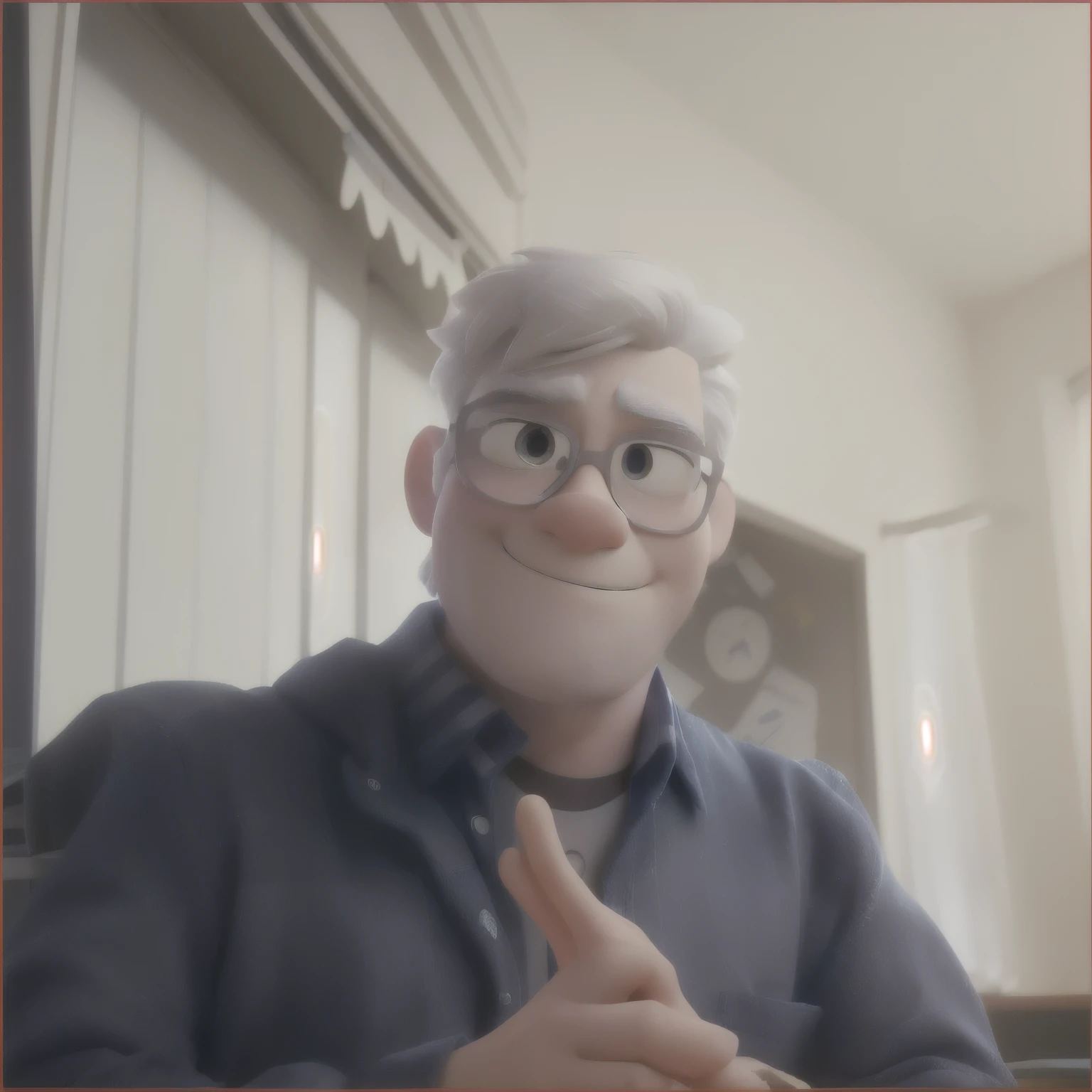 teacher man with white hair and white shirt in the school Cartoon character of a man with, animation character, 3d character style, 3d rendering, 3d render, 3d render stylized, toon render keyshot, 3d character, 3d character rendering, 3d character render, cartoon character, closeup character, character pose, (Pixar Style) (Master Part:1.2) (Bokeh) (best quality) (skin details