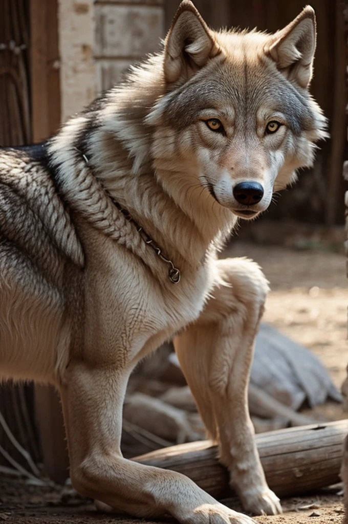 Cute naked  wolf