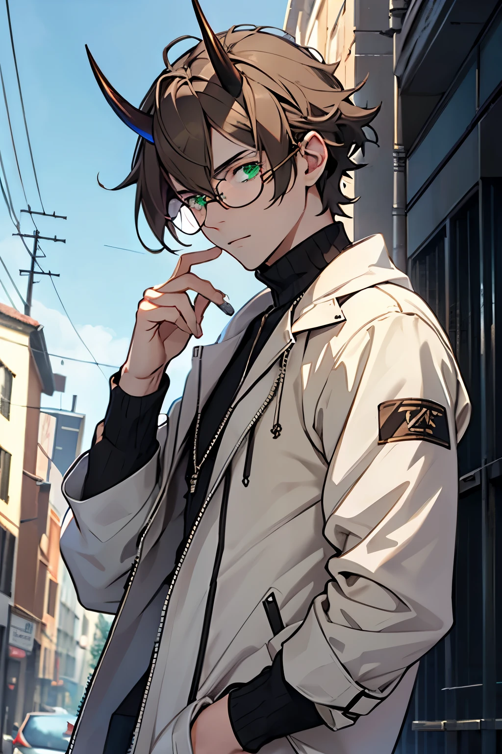 1 guy ZZ: Sagittarius Long dark brown hair Gray-green eyes
(pale skin)
(thin build) (Glasses)
horns
(deadline) (chains) ( clothes in dark shades)
8 K, delalization of the eyes