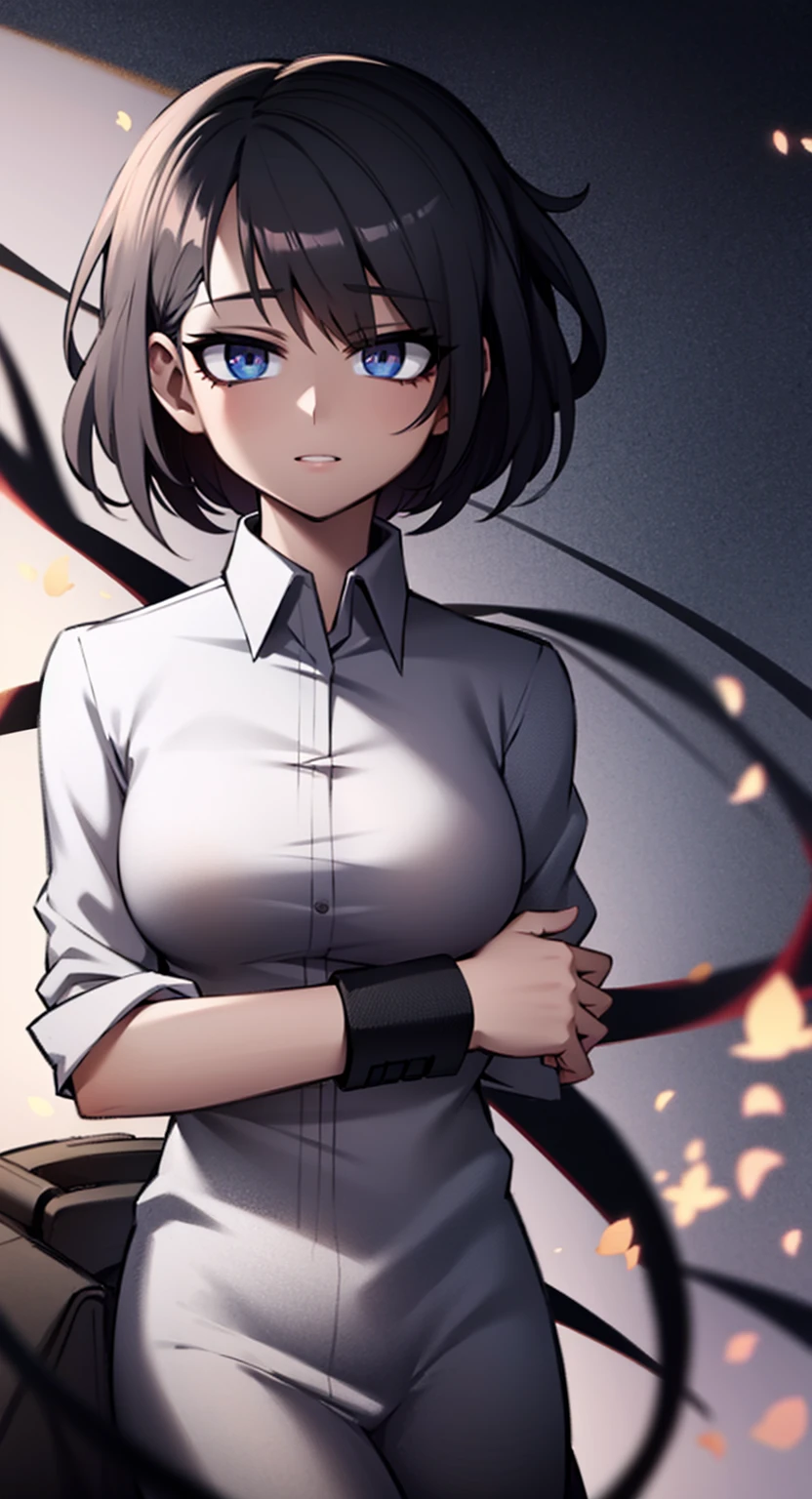 short black hair girl with shirt and tie